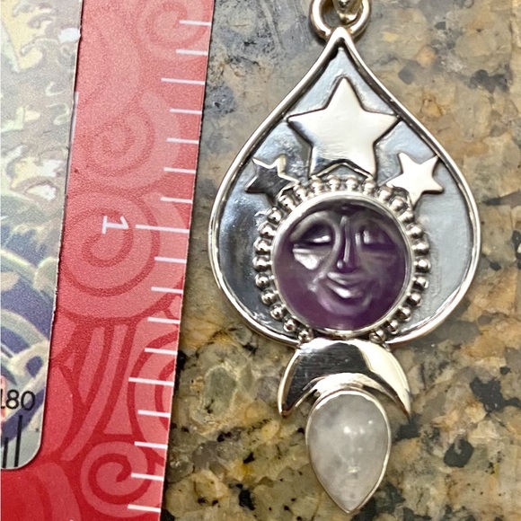 Genuine Carved Amethyst Star Goddess Pendant set in 925 Sterling Silver - Picture 3 of 3